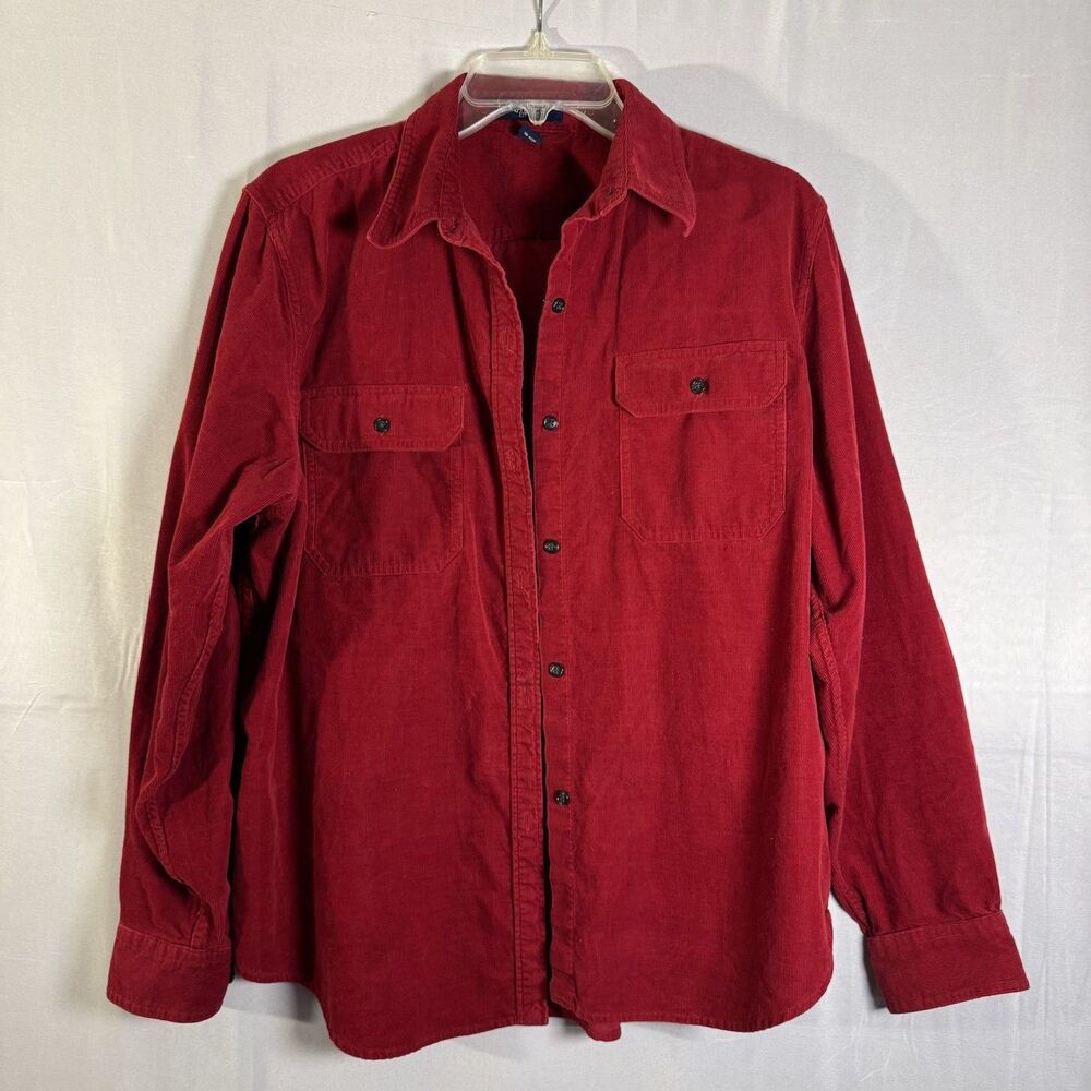 Chaps Women's Shirt XL Red Corduroy Long Sleeve Button Front Work Outdoor Casual - Picture 2 of 8